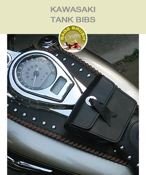 Kawasaki Nomad 1700 Large Tank Bib with pocket, studs, concho, and brown side lacing