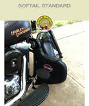 Softail Standard black engine guard chaps with Harley Davidson logo