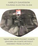 Harley Davidson Electra Glide Black Chaps for OEM Bar with Pockets