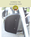 Honda 750 Shadow ACE  with black vinyl engine guard chaps