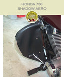 Honda 750 Shadow Aero with black vinyl engine guard chaps