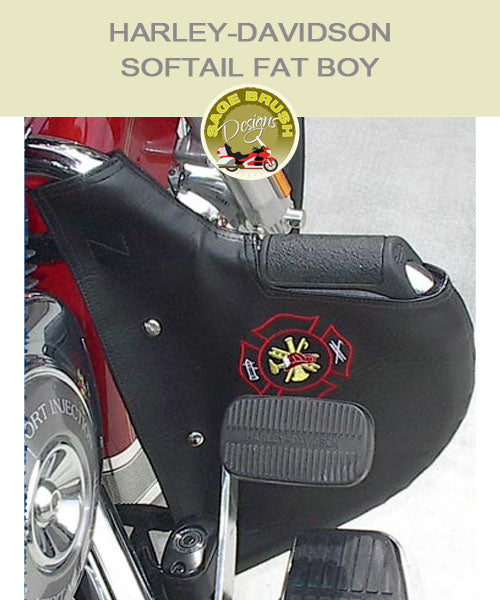 Softail Fat Boy Lo Black Vinyl Engine Guard Chap With Firefighter Logo