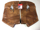 Tan Engine Guard Chaps with Studs and Feather Embroidery