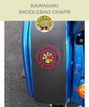 Kawasaki Saddlebag Chaps with full color embroidered firefighter shield